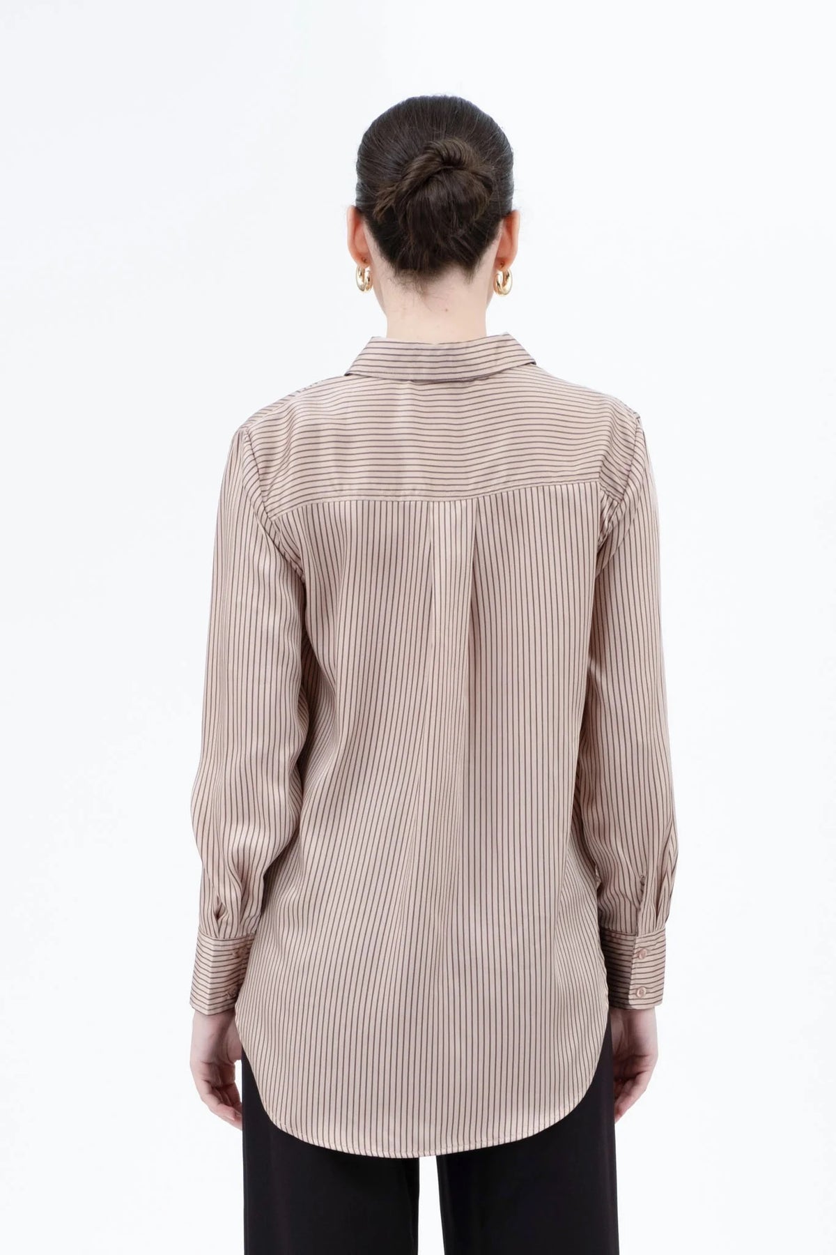 Pinstripe Pattern Collard Long Sleeve Shirt