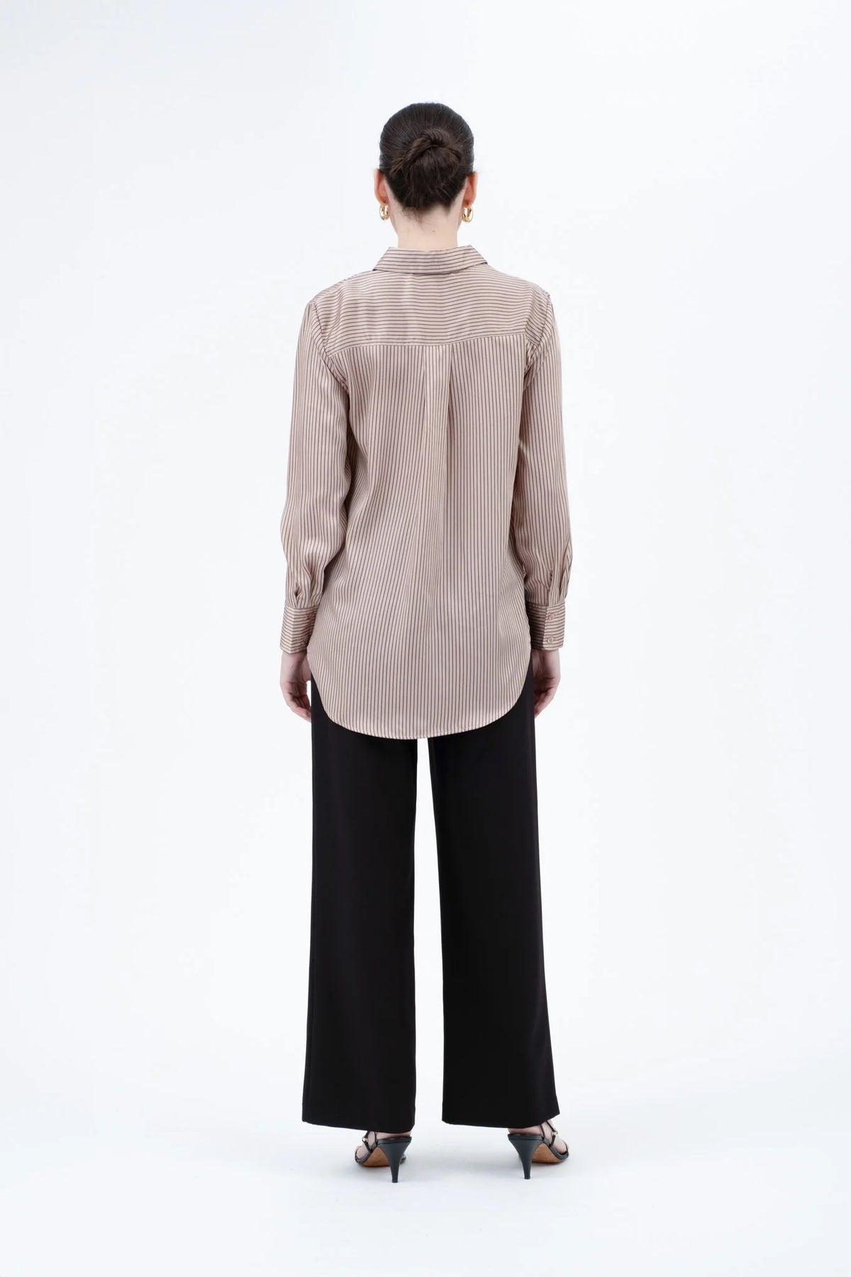 Pinstripe Pattern Collard Long Sleeve Shirt