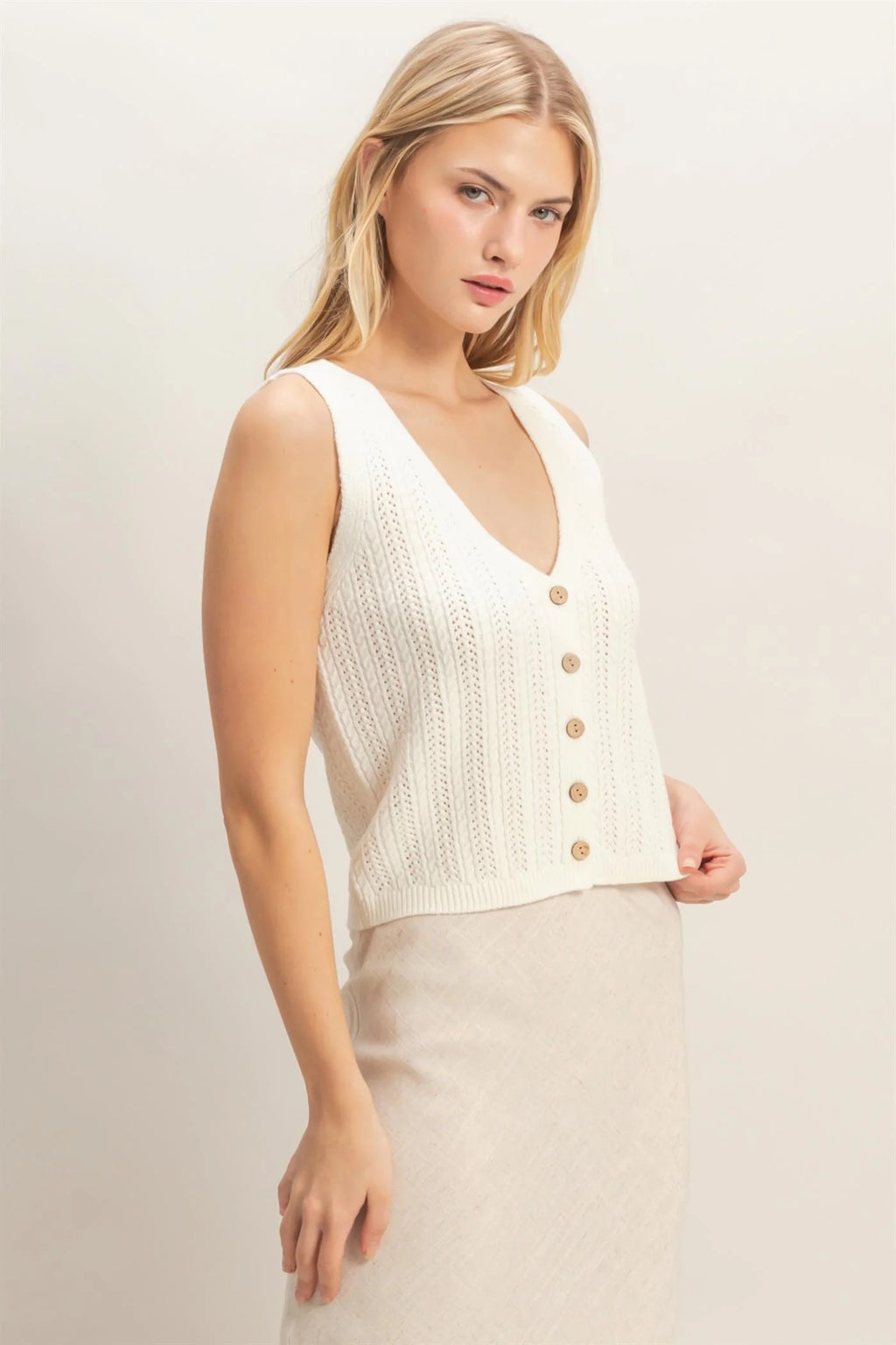 V-Neck Knit Tank Top