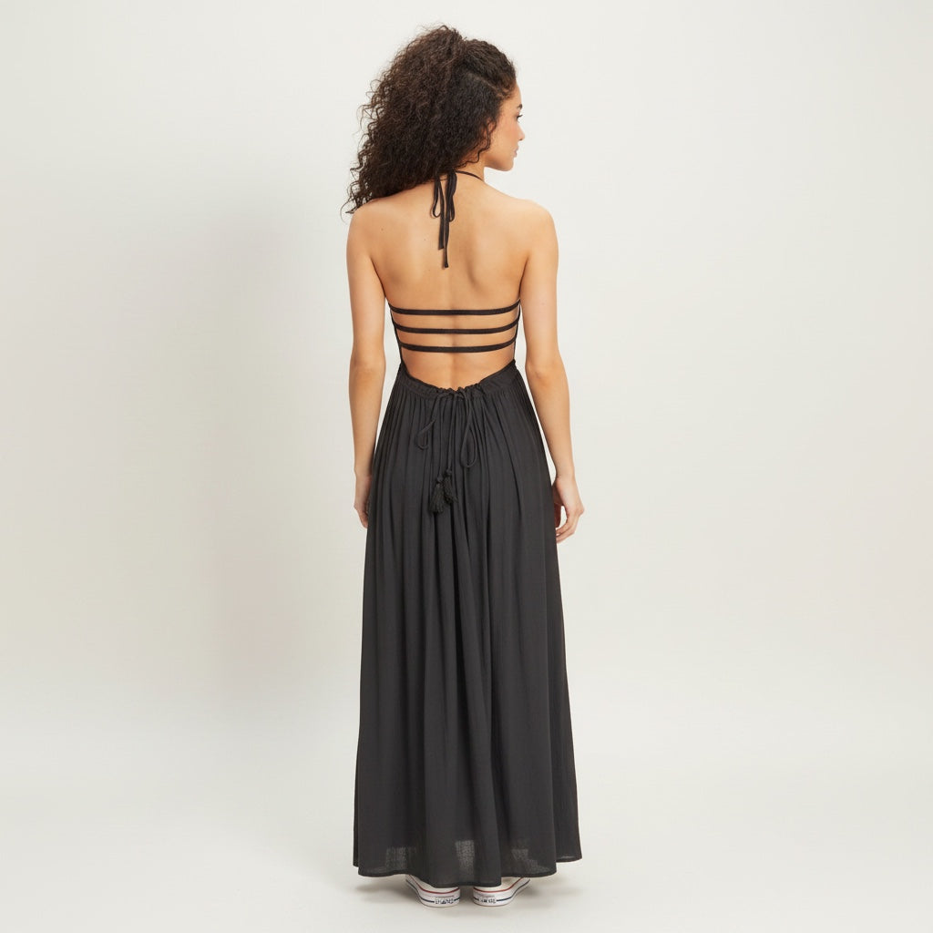 Smocked Halter Maxi Dress