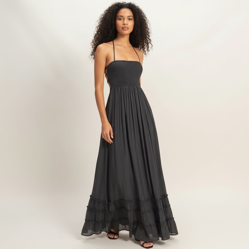 Smocked Halter Maxi Dress