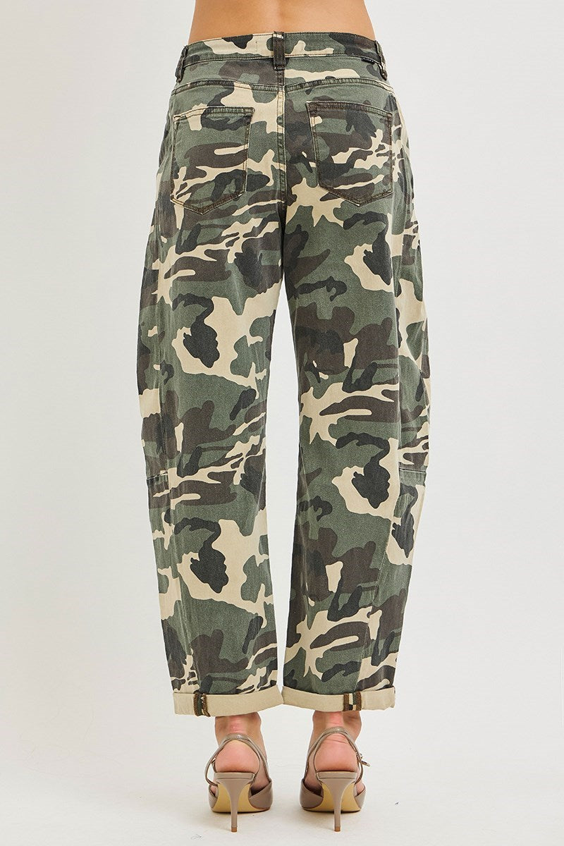 High Rise Ankle Barrell Double Roll up pants