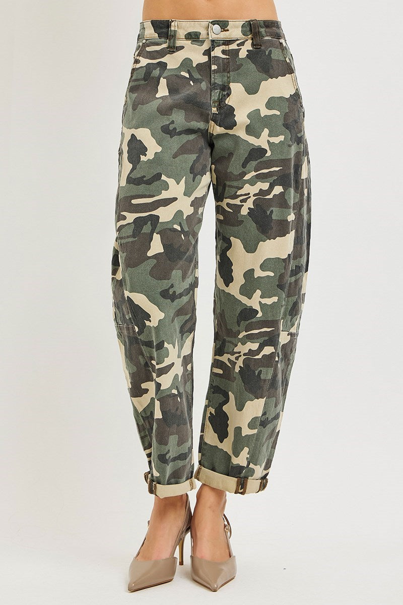 High Rise Ankle Barrell Double Roll up pants