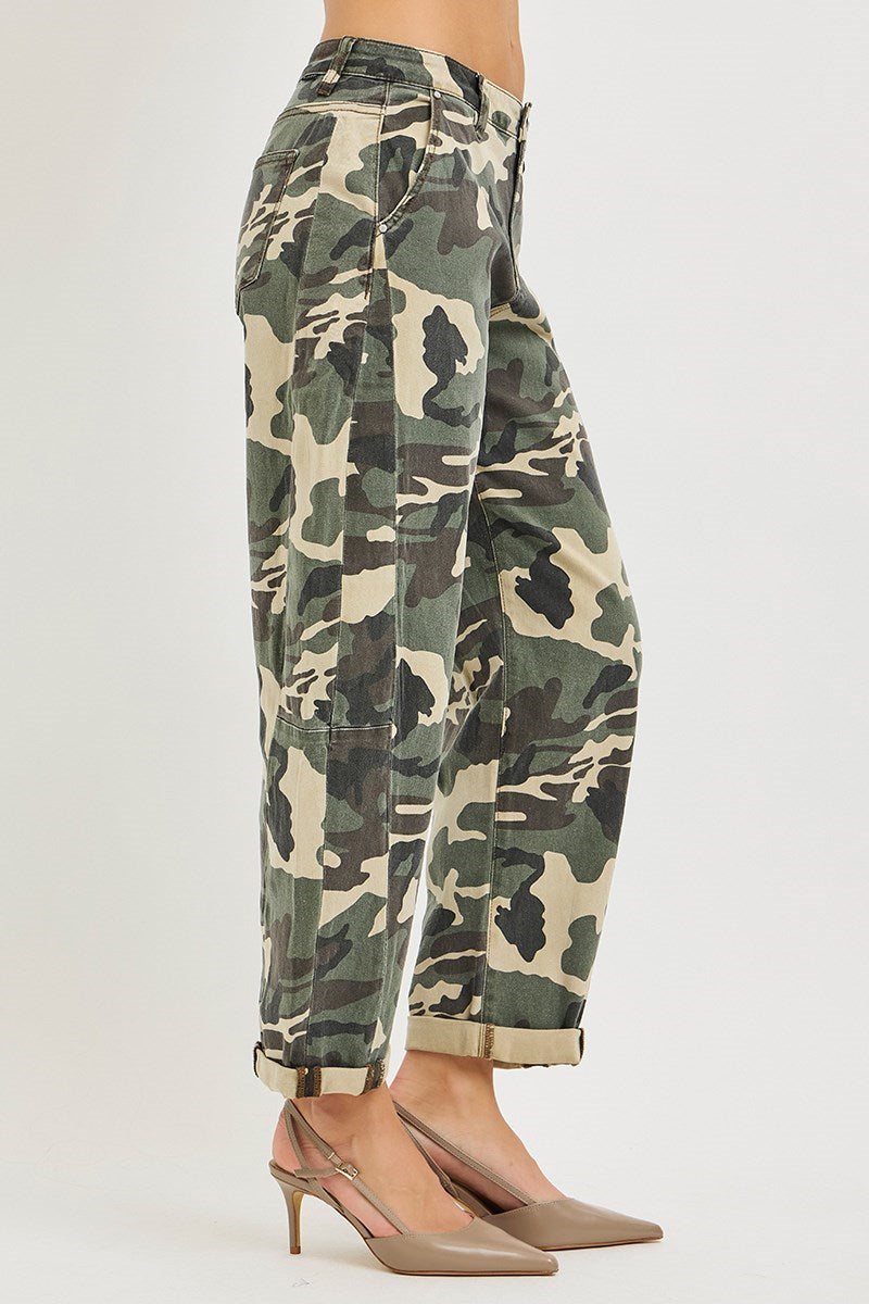 High Rise Ankle Barrell Double Roll up pants