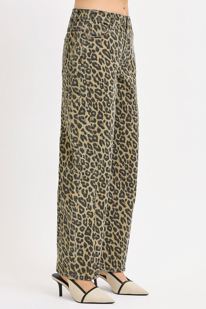 Slouchy Leopard Barrel Pants