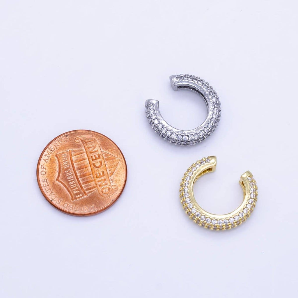 24K Gold Filled 15mm Micro Paved CZ Ear Cuff Earring in Gold & Silver (1 Piece)