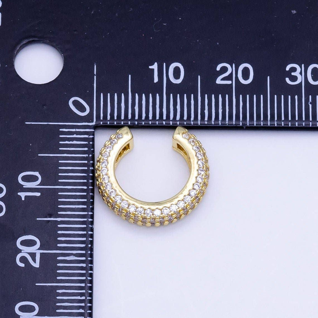 24K Gold Filled 15mm Micro Paved CZ Ear Cuff Earring in Gold & Silver (1 Piece)