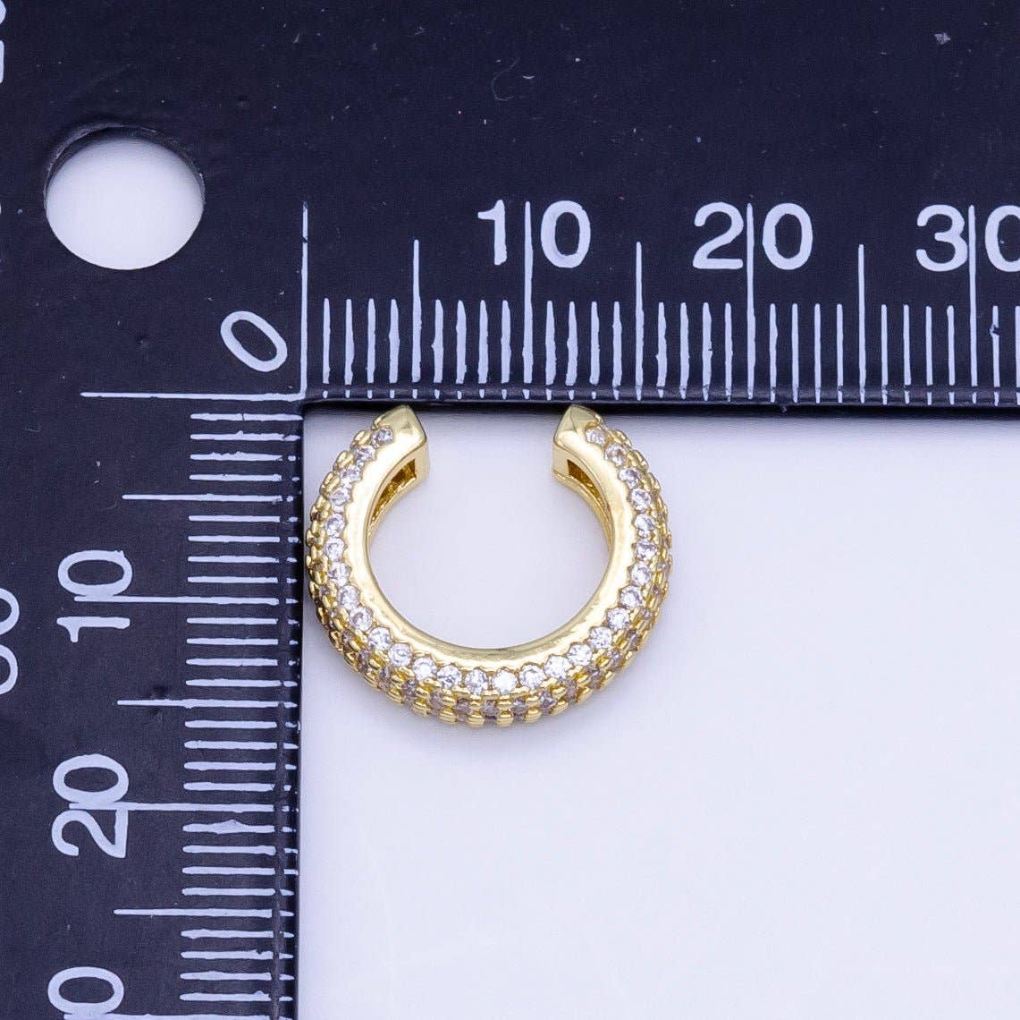 24K Gold Filled 15mm Micro Paved CZ Ear Cuff Earring in Gold & Silver (1 Piece)