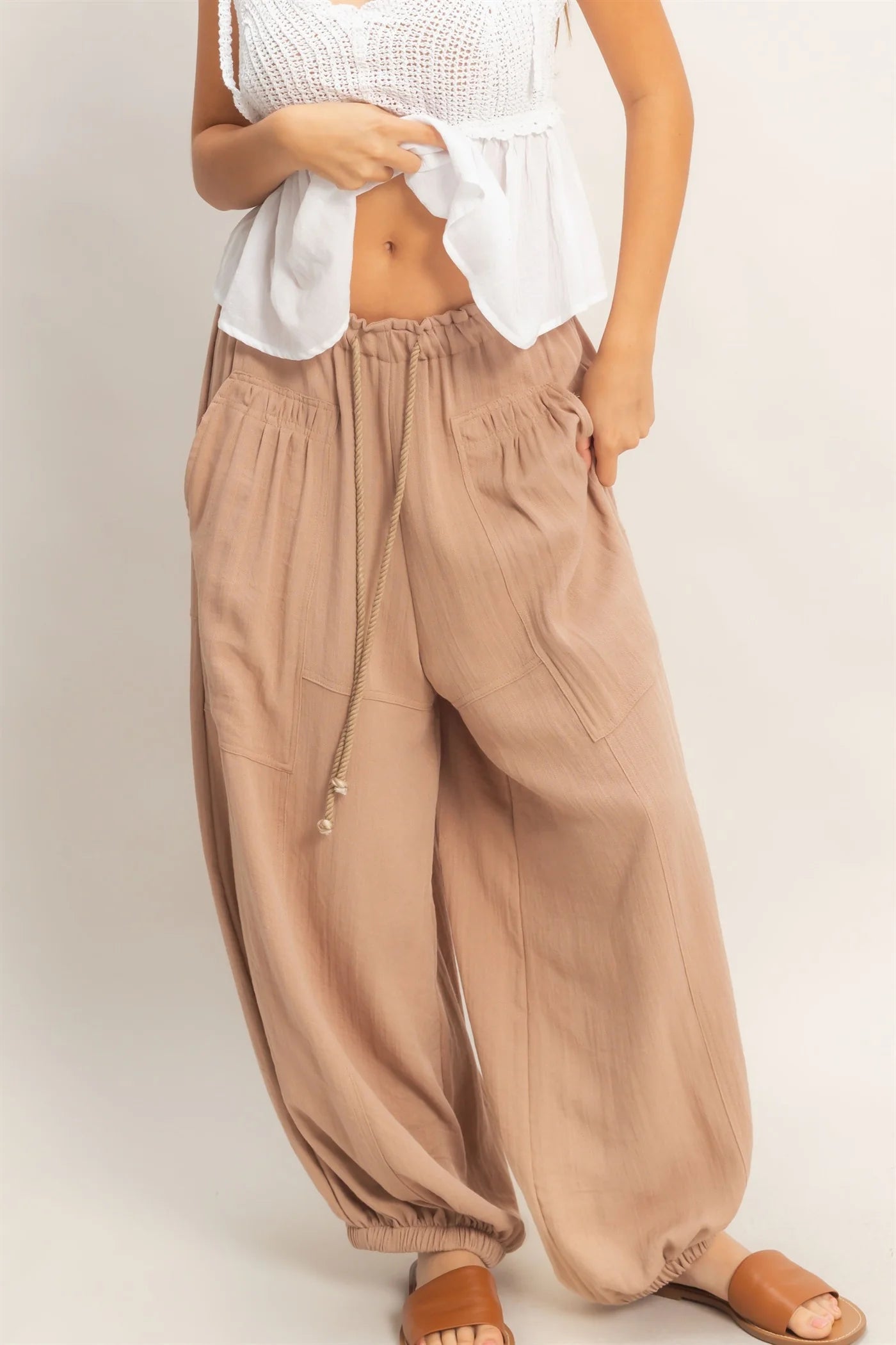 Elastic Hem Drawstring Pants