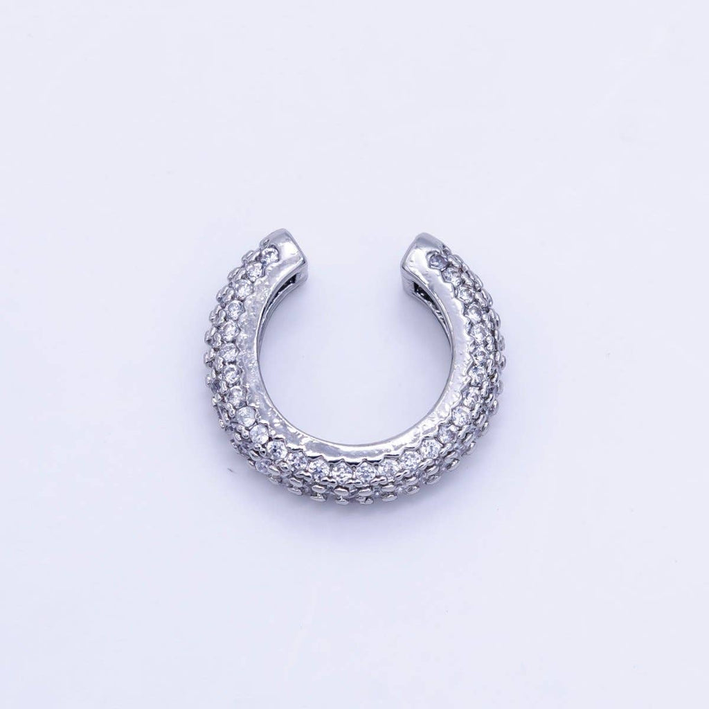 24K Gold Filled 15mm Micro Paved CZ Ear Cuff Earring in Gold & Silver (1 Piece)