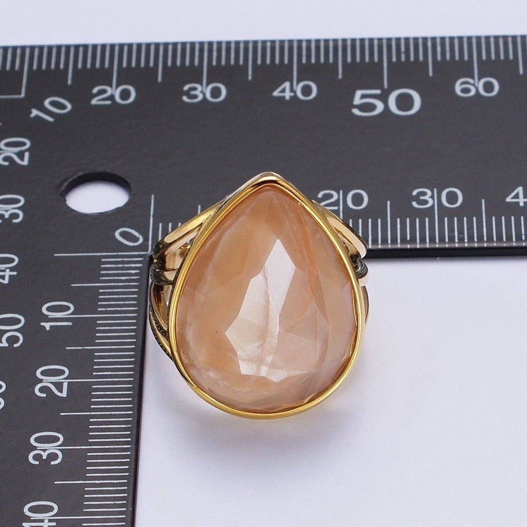 Gold Filled Multifaceted Teardrop Gemstone Ring