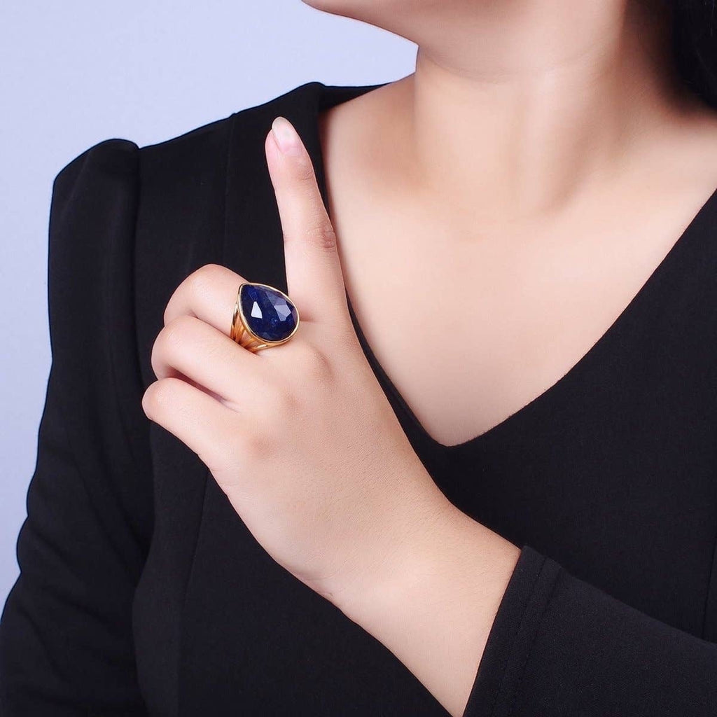 Gold Filled Multifaceted Teardrop Gemstone Ring