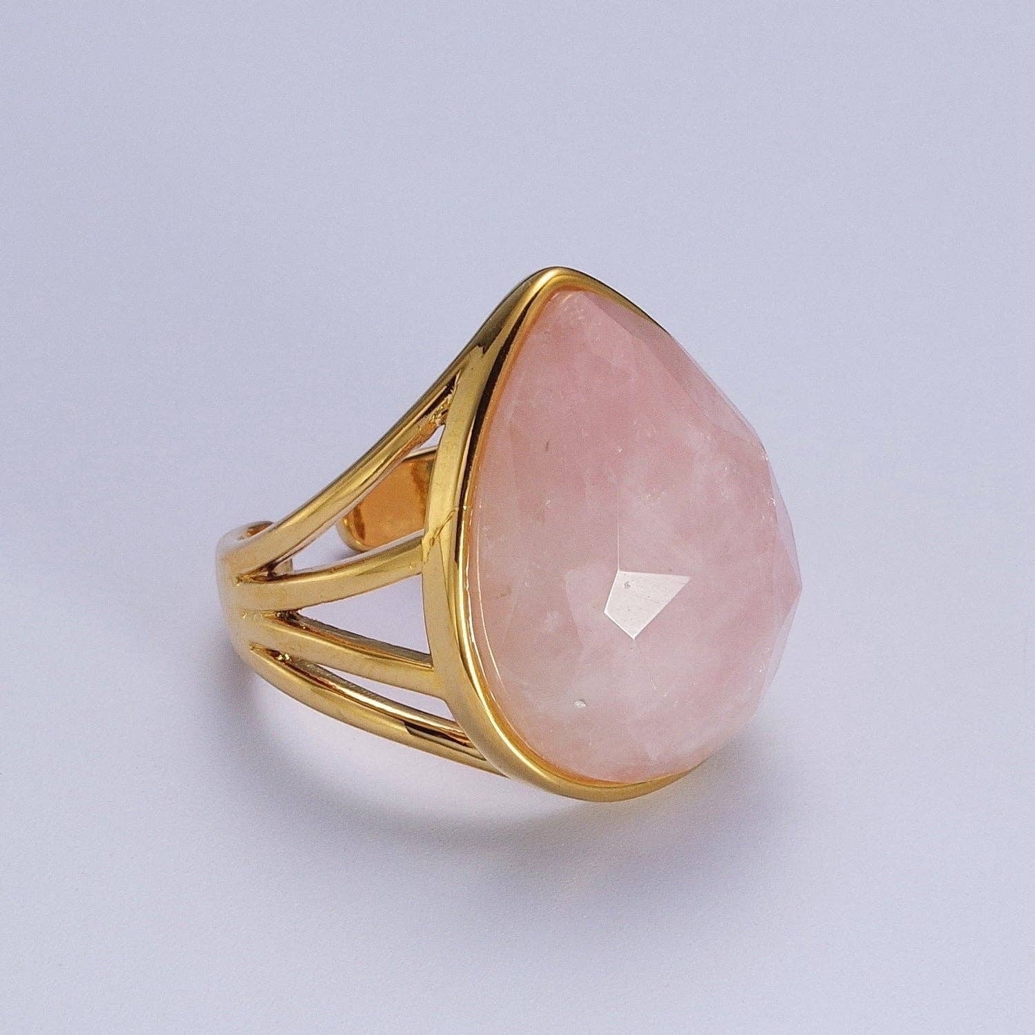 Gold Filled Multifaceted Teardrop Gemstone Ring Rose Quartz. Our Gold Filled Multifaceted Teardrop Gemstone Ring from brass and gold-filled materials, this Single Stone/Solitaire Ring is a testament to our dedication to unique design.