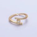 16K Gold Filled Linear Double Micro Paved Band Adjustable Ring