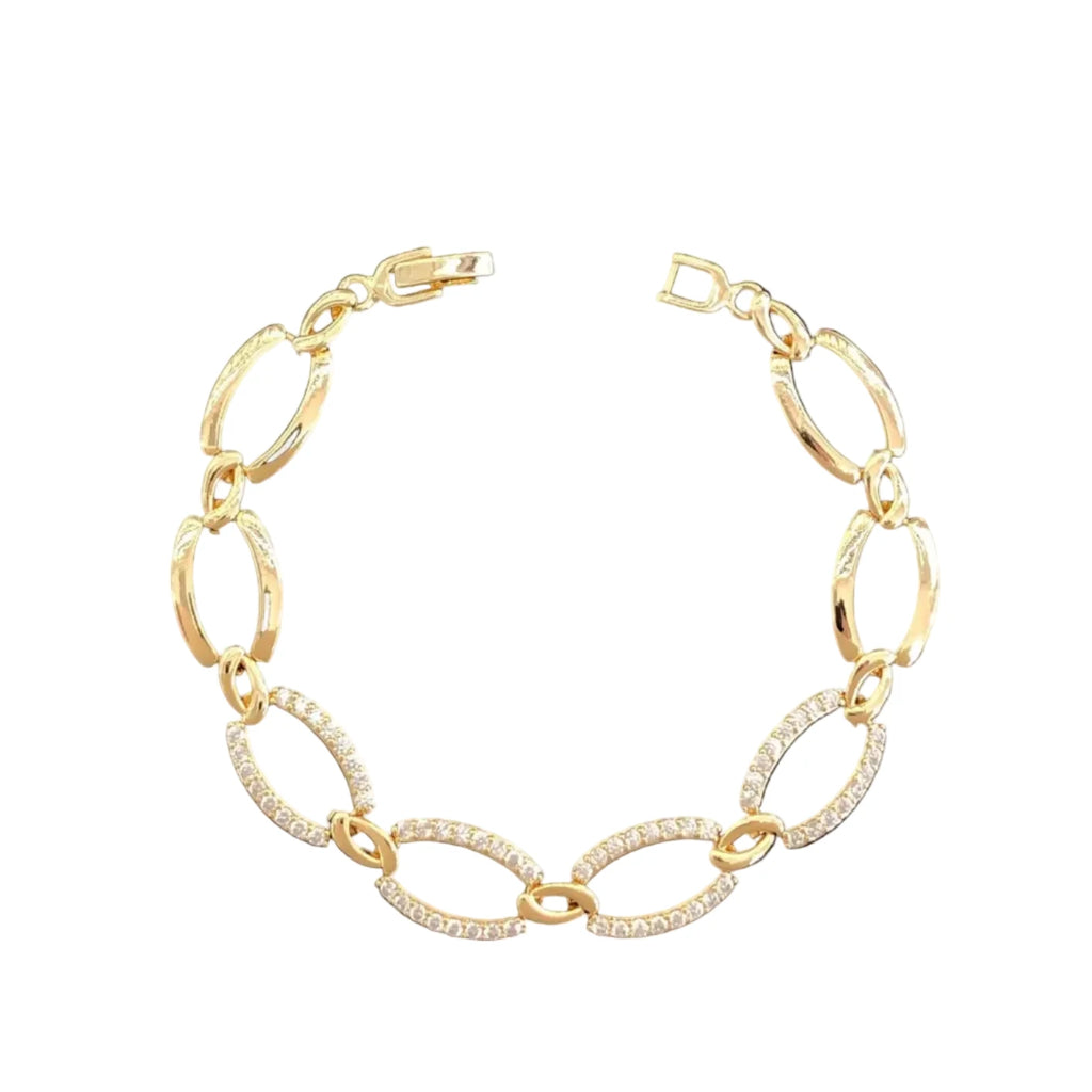 18K Gold Filled Sicilian Oval CZ Bracelet
