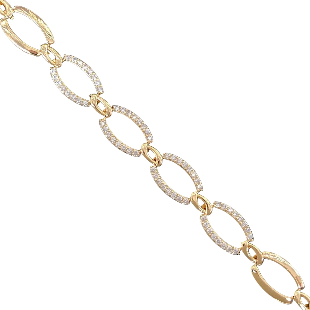 18K Gold Filled Sicilian Oval CZ Bracelet