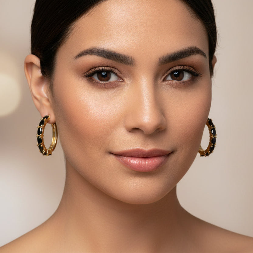 18K Gold-Filled Round CZ Hoop Earrings