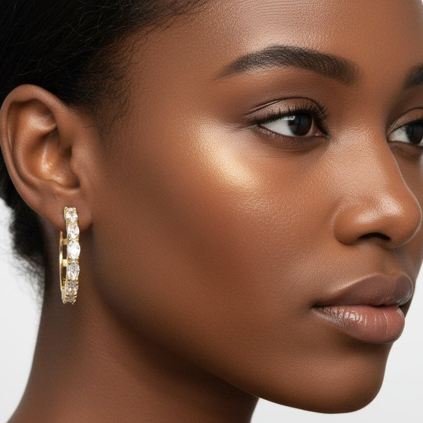 18K Gold-Filled Round CZ Hoop Earrings