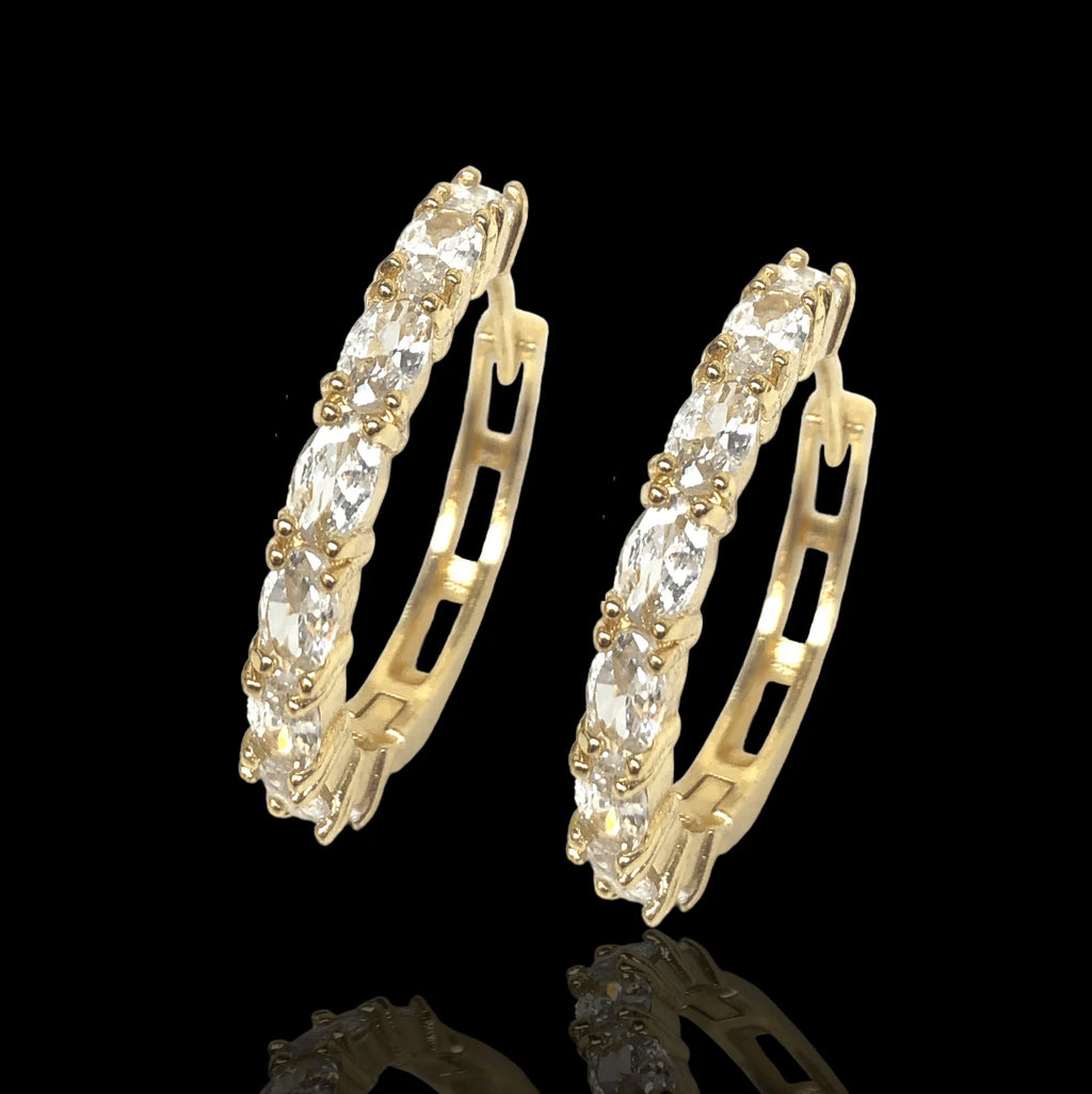 18K Gold-Filled Round CZ Hoop Earrings