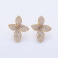 18K Gold Filled 30mm Micro Paved CZ Flower Petal Cross Studs Earrings