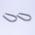 Stainless Steel 35mm Beaded Bubble Oblong Latch Hoop Earrings